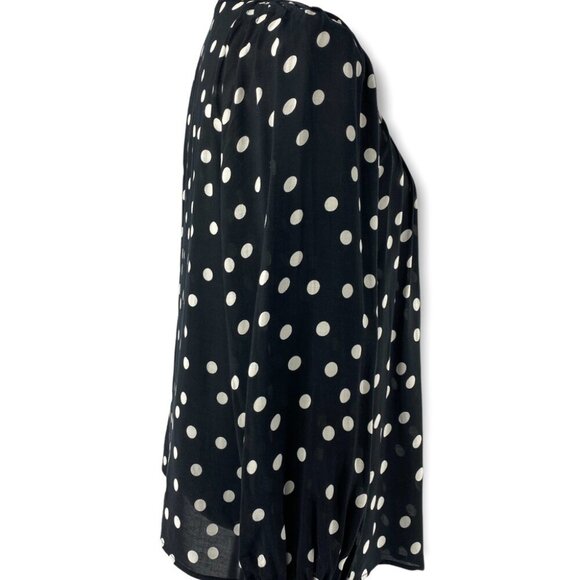 Spense Women's NWT Black White Polka Dot Button Down Scoop Button-Up Top S/C38 - Picture 5 of 8